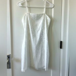 12th Tribe Emmy White Sequin Micro Mini Dress, Size Small